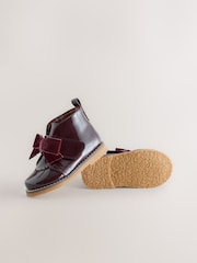 Burgundy Red Bow Detail Ankle Boots - Image 3 of 6