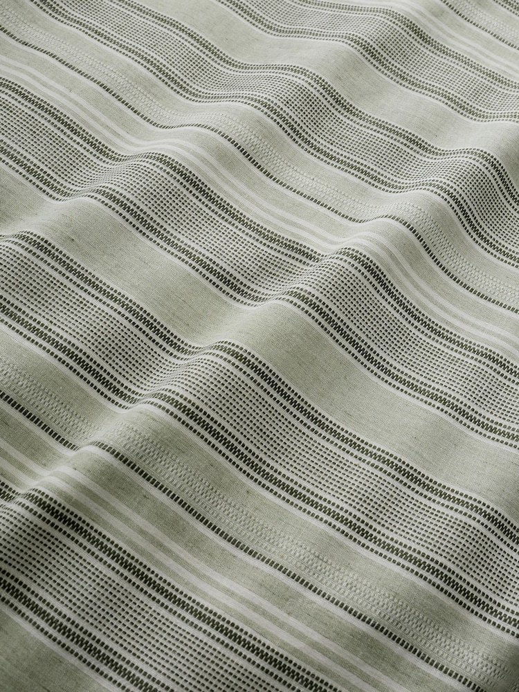 Appletree Green Yarn Dyed Wide Stripe Woven Duvet Cover Set - Image 3 of 3