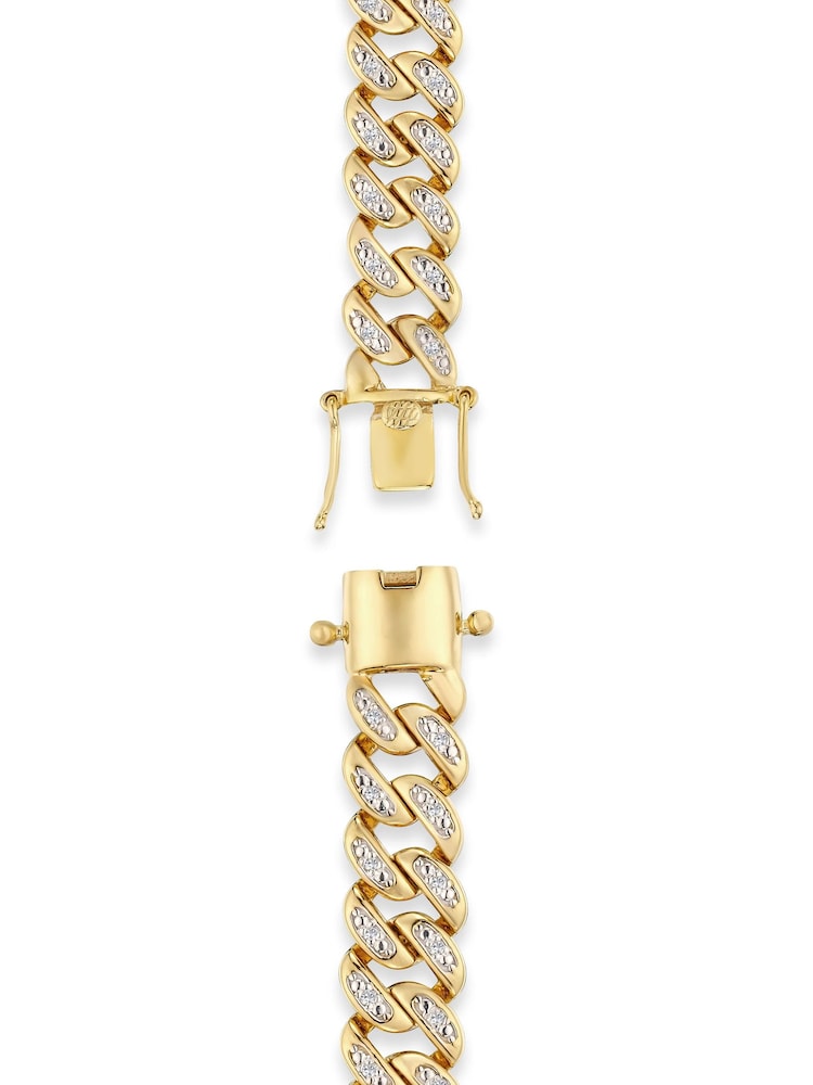 The Diamond Store White 8.25 Inch Havana Cuban Lab Diamond Bracelet 0.50ct Cuban Lab Diamond Set in 18K Gold Vermeil - Image 7 of 7