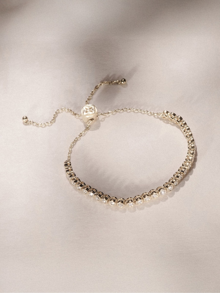 The Diamond Store White Adjustable Lab Diamond Rubover Tennis Bracelet 1.00ct in 18K Gold Vermeil - Image 6 of 6
