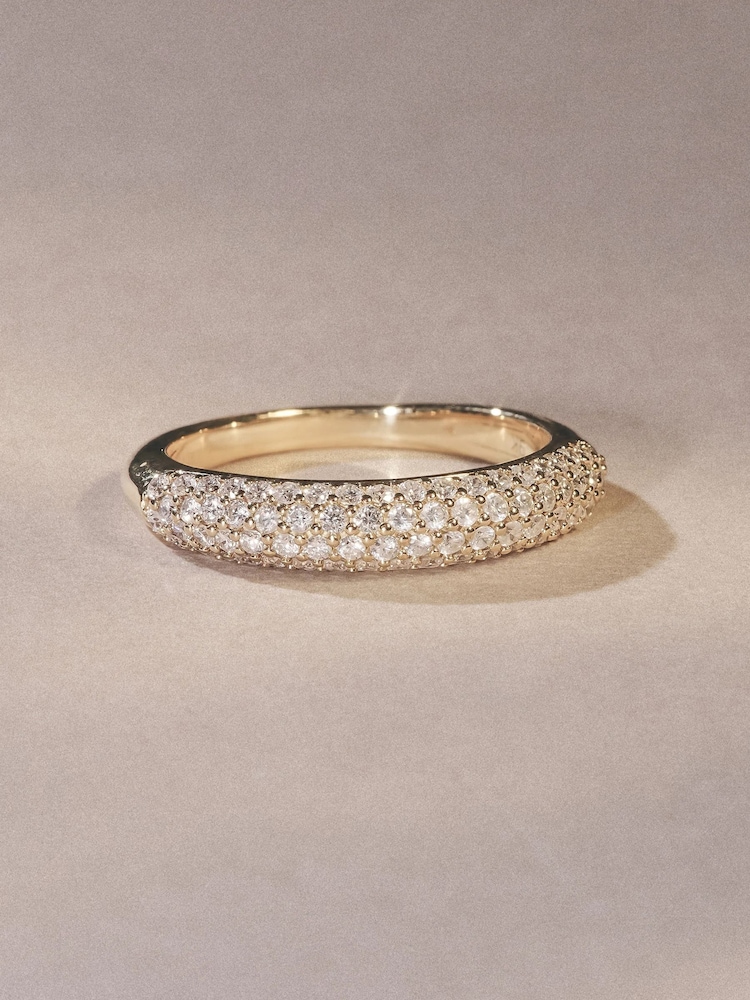 The Diamond Store White Lab Diamond Micro Pave Half Eternity Ring 0.50ct in 18k Gold Vermeil - Image 1 of 8