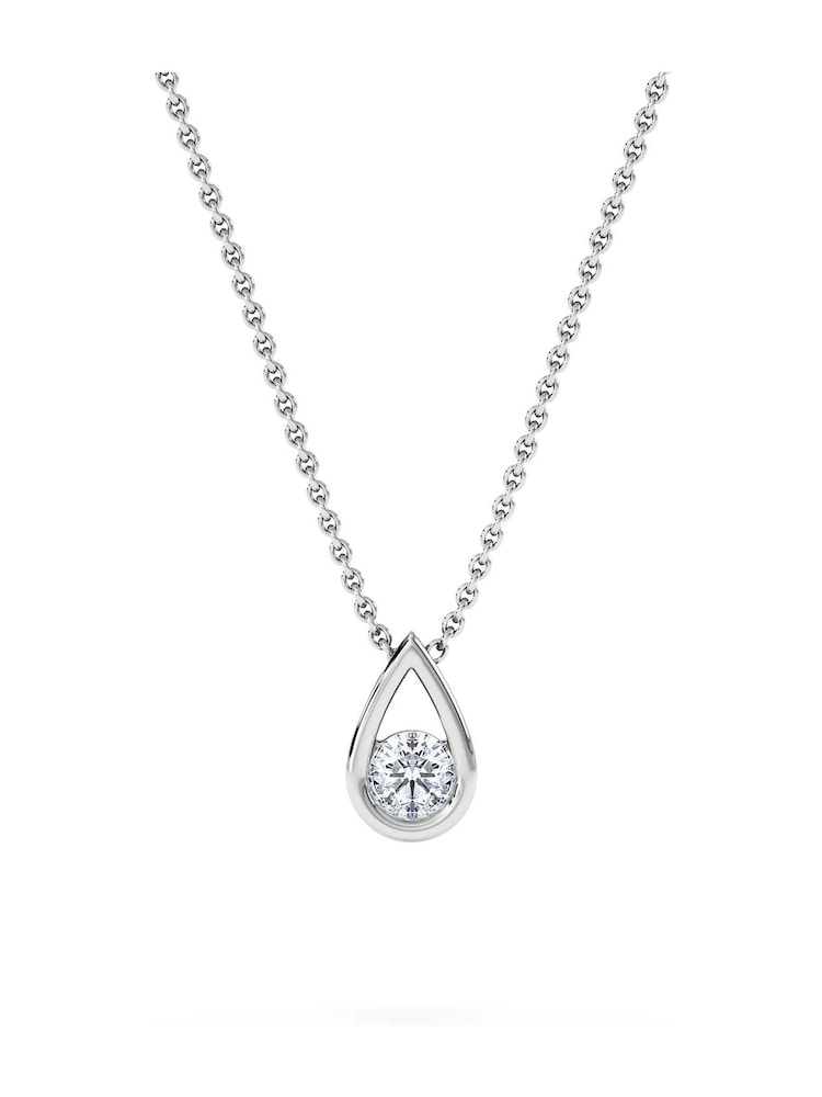 The Diamond Store White Teardrop Solitaire 0.25ct H/SI Round Cut Lab Grown Pendant Necklace in Sterling Silver - Image 1 of 4