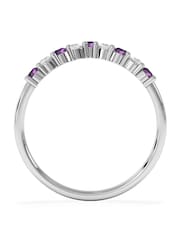 The Diamond Store Purple White Amethyst and Lab Diamond Wishbone Ring in 9K Yellow Gold - Image 2 of 7