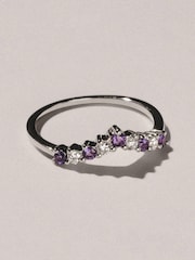 The Diamond Store Purple White Amethyst and Lab Diamond Wishbone Ring in 9K Yellow Gold - Image 4 of 7