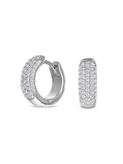 The Diamond Store White Micro Pave Huggies Lab Diamond 0.55ct in 925 Silver Tone Earrings - Image 2 of 8