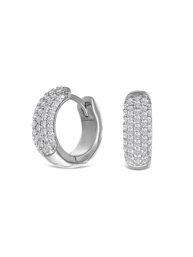 The Diamond Store White Micro Pave Huggies Lab Diamond 0.55ct in 925 Silver Tone Earrings - Image 2 of 8