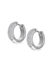 The Diamond Store White Micro Pave Huggies Lab Diamond 0.55ct in 925 Silver Tone Earrings - Image 3 of 8