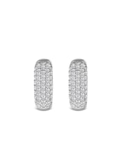 The Diamond Store White Micro Pave Huggies Lab Diamond 0.55ct in 925 Silver Tone Earrings - Image 4 of 8