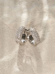 The Diamond Store White Micro Pave Huggies Lab Diamond 0.55ct in 925 Silver Tone Earrings - Image 5 of 8