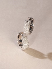 The Diamond Store White Micro Pave Huggies Lab Diamond 0.55ct in 925 Silver Tone Earrings - Image 6 of 8
