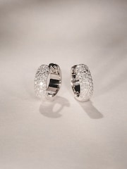 The Diamond Store White Micro Pave Huggies Lab Diamond 0.55ct in 925 Silver Tone Earrings - Image 8 of 8