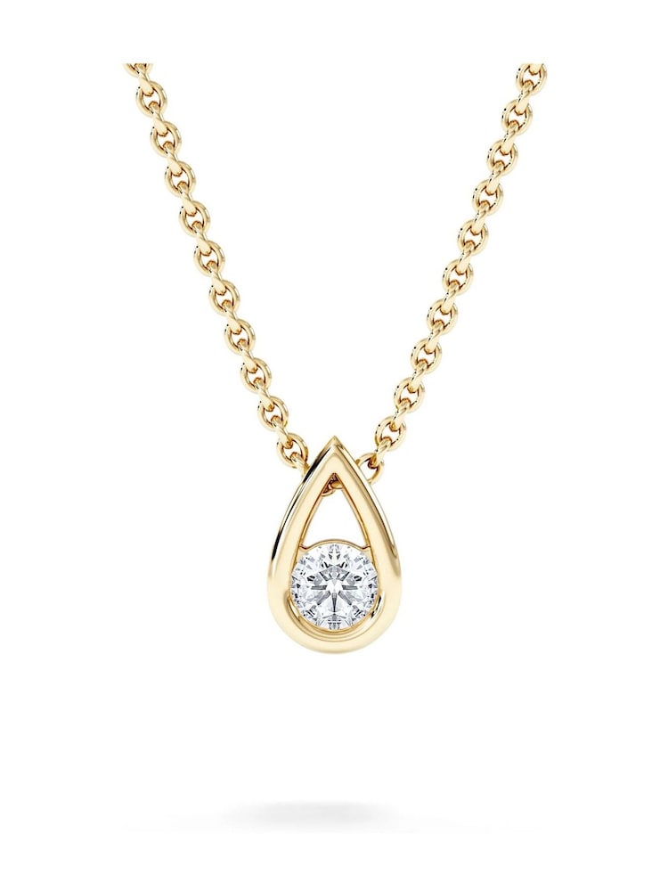 The Diamond Store 18K Gold Vermeil Teardrop 0.10ct Round Cut Lab Grown Solitaire Pendant Necklace - Image 2 of 6