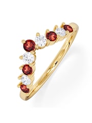The Diamond Store Red Yellow Garnet and Lab Diamond Wishbone Ring in 9K Yellow Gold - Image 1 of 6