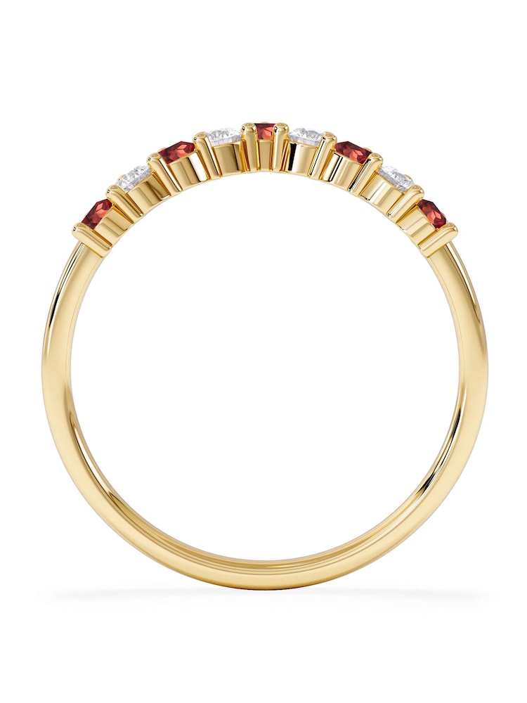 The Diamond Store Red Yellow Garnet and Lab Diamond Wishbone Ring in 9K Yellow Gold - Image 2 of 6