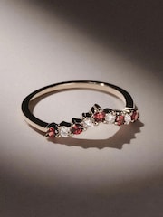 The Diamond Store Red Yellow Garnet and Lab Diamond Wishbone Ring in 9K Yellow Gold - Image 4 of 6