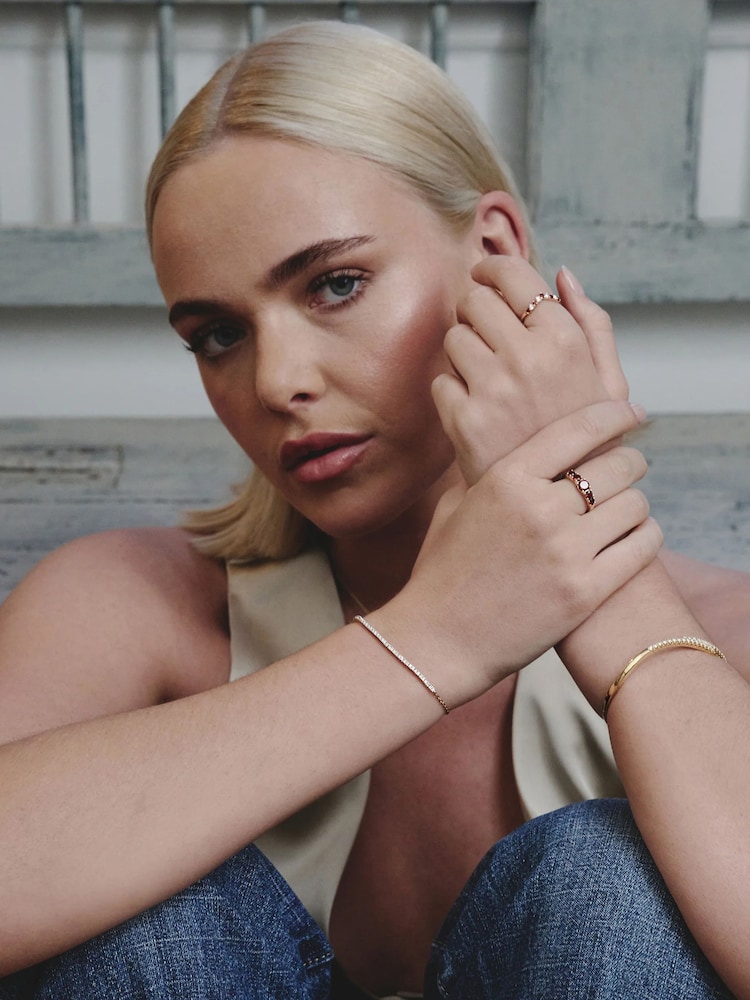 The Diamond Store Red Yellow Garnet and Lab Diamond Wishbone Ring in 9K Yellow Gold - Image 6 of 6