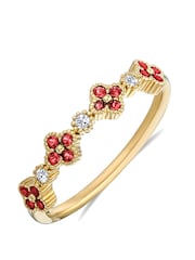 The Diamond Store Red Alegria 4 Clover Lab Ruby Ring 0.18ct in 18k Gold Vermeil - Image 1 of 3
