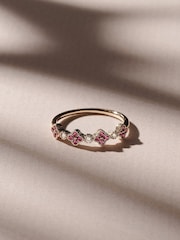 The Diamond Store Red Alegria 4 Clover Lab Ruby Ring 0.18ct in 18k Gold Vermeil - Image 2 of 3