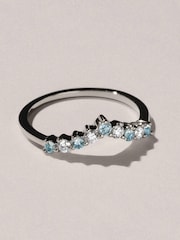 The Diamond Store Blue Topaz and Lab Diamond Wishbone Ring in 9K White Gold - Image 1 of 5