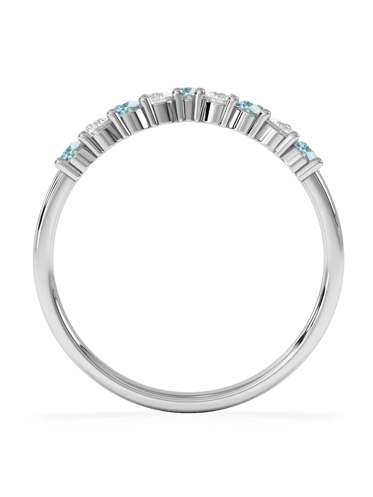 The Diamond Store Blue Topaz and Lab Diamond Wishbone Ring in 9K White Gold - Image 2 of 5
