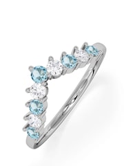 The Diamond Store Blue Topaz and Lab Diamond Wishbone Ring in 9K White Gold - Image 3 of 5