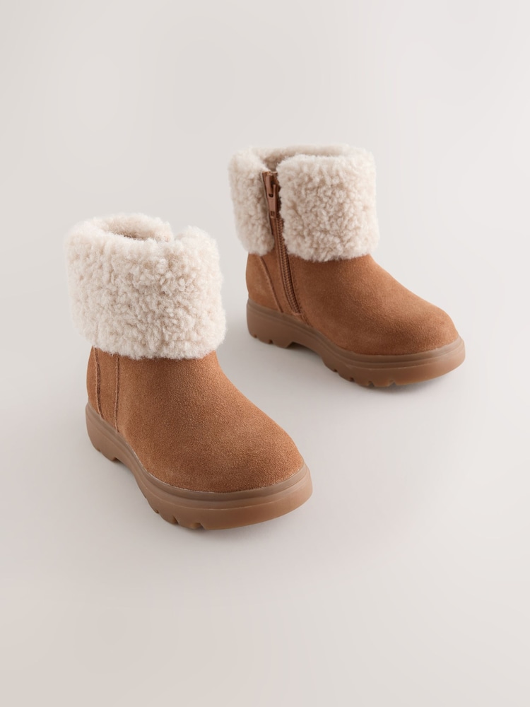 Tan Brown - Borg Trim Boots - Larawan 1 ng 5