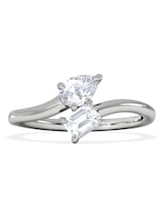 The Diamond Store Silver Toi et Moi Emerald and Pear Cut Lab Diamond Ring 0.50ct F/VS in 9K White Silver - Image 2 of 6