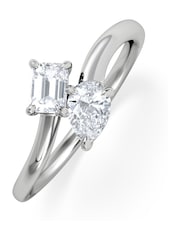 The Diamond Store Silver Toi et Moi Emerald and Pear Cut Lab Diamond Ring 0.50ct F/VS in 9K White Silver - Image 3 of 6