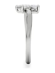 The Diamond Store Silver Toi et Moi Emerald and Pear Cut Lab Diamond Ring 0.50ct F/VS in 9K White Silver - Image 4 of 6