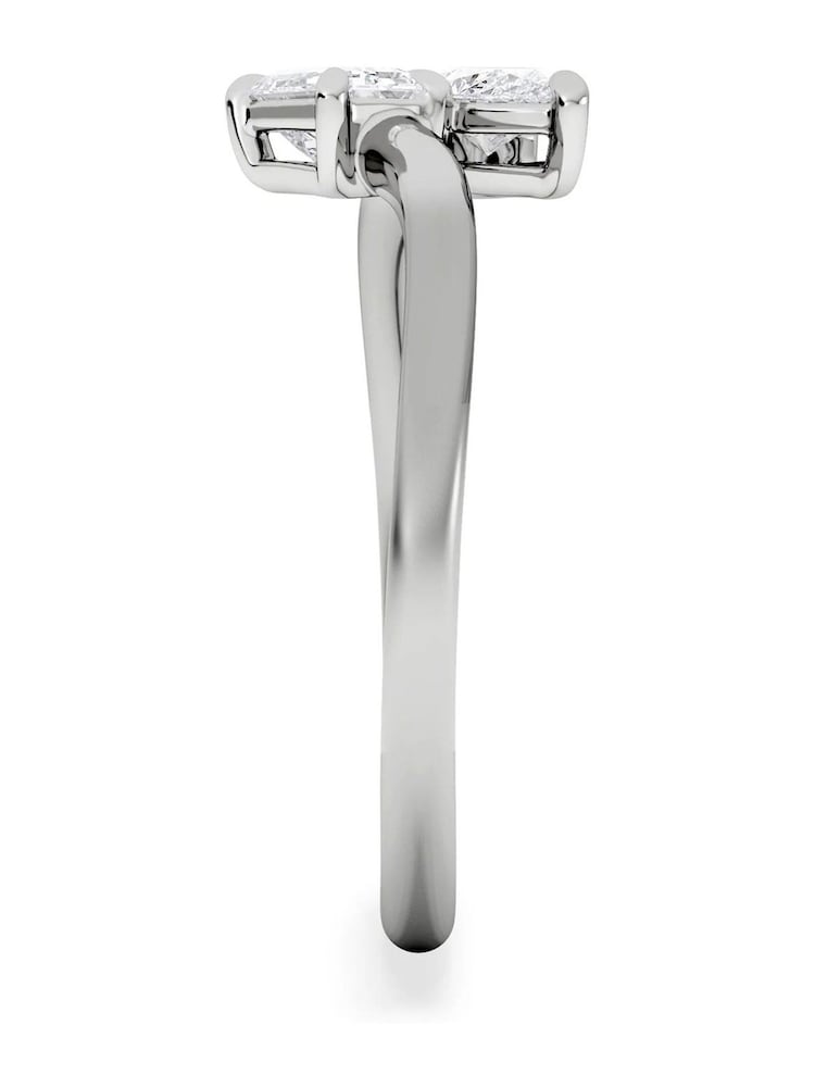 The Diamond Store Silver Toi et Moi Emerald and Pear Cut Lab Diamond Ring 0.50ct F/VS in 9K White Silver - Image 6 of 6