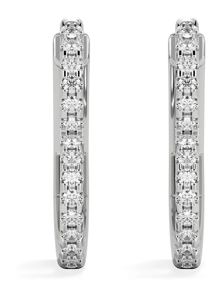 The Diamond Store White Lab Diamond Heart Hoop Earrings 0.22ct in 925 Silver - Image 1 of 5