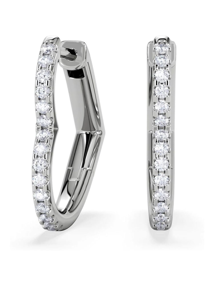 The Diamond Store White Lab Diamond Heart Hoop Earrings 0.22ct in 925 Silver - Image 2 of 5