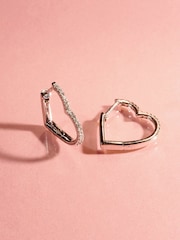 The Diamond Store White Lab Diamond Heart Hoop Earrings 0.22ct in 925 Silver - Image 3 of 5