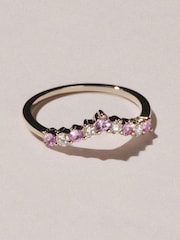 The Diamond Store Pink Yellow Sapphire and Lab Diamond Wishbone Ring in 9K Yellow Gold - Image 1 of 4