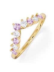 The Diamond Store Pink Yellow Sapphire and Lab Diamond Wishbone Ring in 9K Yellow Gold - Image 2 of 4