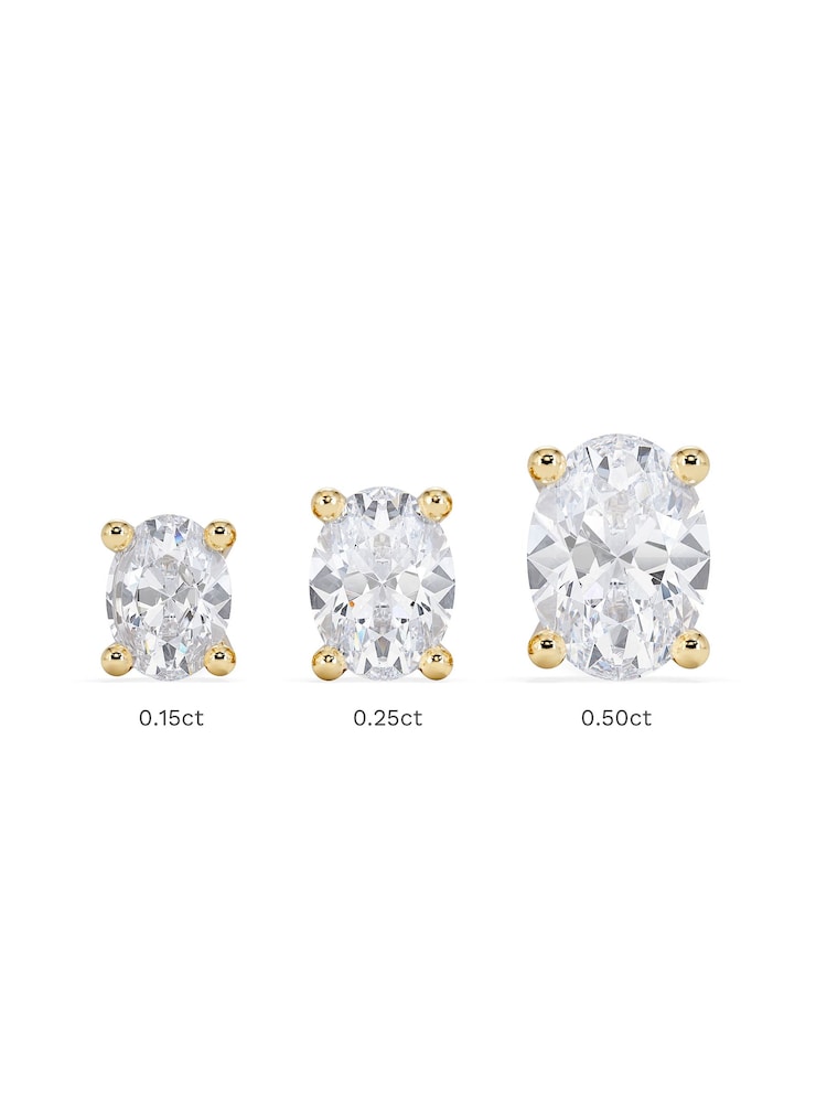 The Diamond Store White Naomi Oval Cut Lab Diamond Stud Earrings 0.30ct H/SI in 18k Gold Vermeil - Image 2 of 8 The Diamond Store White Naomi Oval Cut Lab Diamond Stud Earrings 0.30ct H/SI in 18k Gold Vermeil - Image 2 of 8