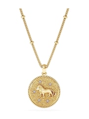 The Diamond Store Leo Zodiac Medallion Necklace Lab Grown 0.02ct in 18K Gold Vermeil - Image 1 of 3
