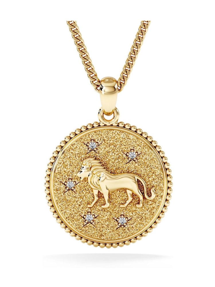 The Diamond Store Leo Zodiac Medallion Necklace Lab Grown 0.02ct in 18K Gold Vermeil - Image 3 of 3