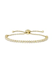 The Diamond Store White Adjustable Rubover Lab Diamond Tennis Bracelet Tennis Bracelet 0.50ct in 18K Gold Vermeil - Image 1 of 3