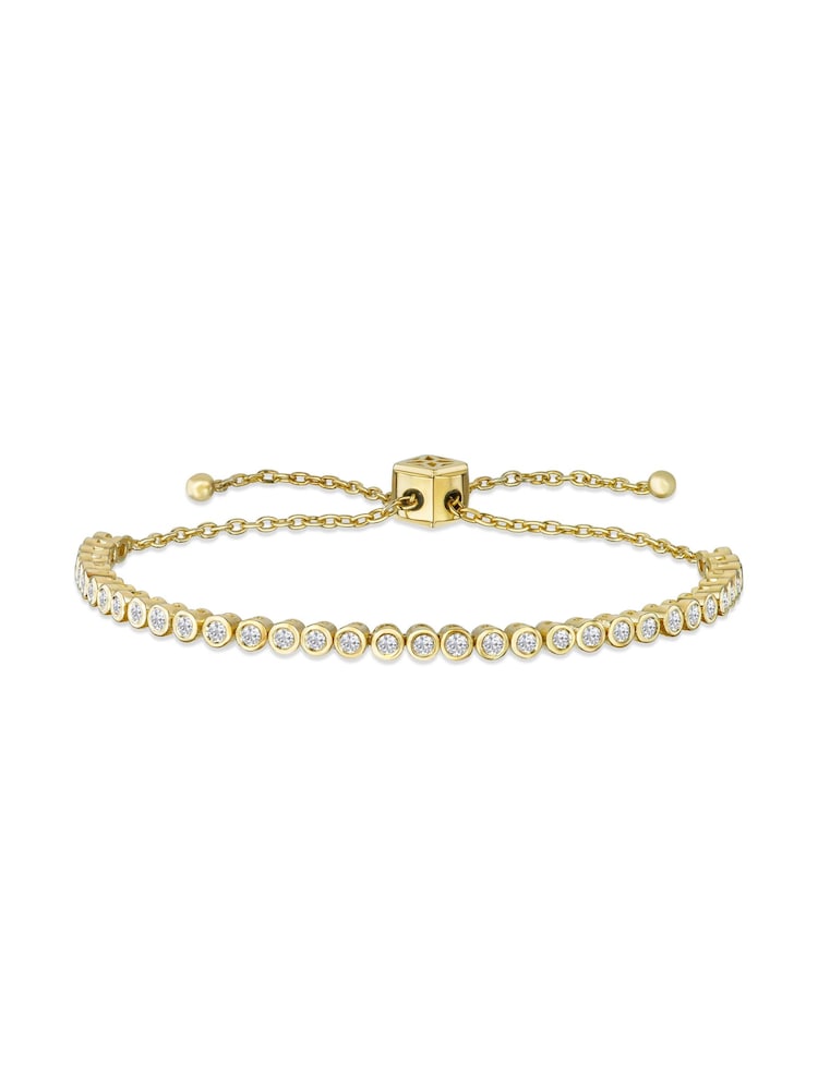 The Diamond Store White Adjustable Rubover Lab Diamond Tennis Bracelet Tennis Bracelet 0.50ct in 18K Gold Vermeil - Image 1 of 3