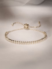 The Diamond Store White Adjustable Rubover Lab Diamond Tennis Bracelet Tennis Bracelet 0.50ct in 18K Gold Vermeil - Image 2 of 3