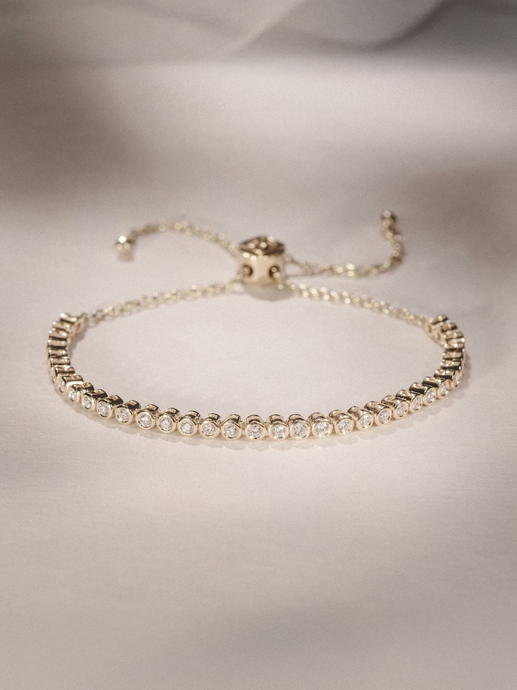 The Diamond Store White Adjustable Rubover Lab Diamond Tennis Bracelet Tennis Bracelet 0.50ct in 18K Gold Vermeil - Image 2 of 3