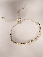 The Diamond Store White Adjustable Rubover Lab Diamond Tennis Bracelet Tennis Bracelet 0.50ct in 18K Gold Vermeil - Image 3 of 3