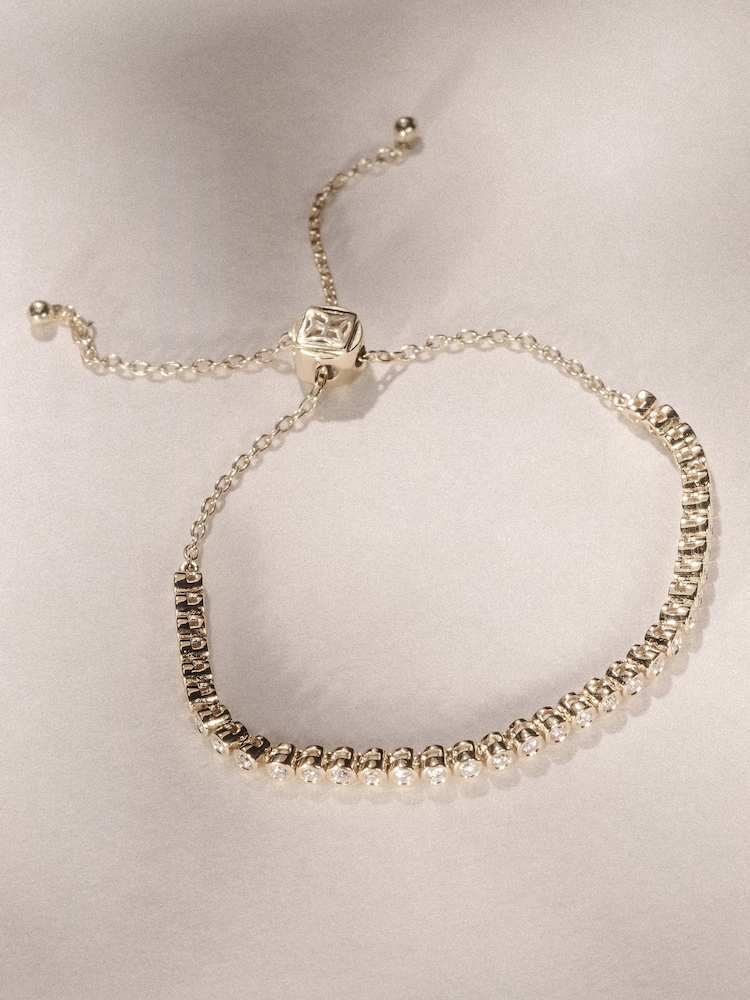 The Diamond Store White Adjustable Rubover Lab Diamond Tennis Bracelet Tennis Bracelet 0.50ct in 18K Gold Vermeil - Image 3 of 3