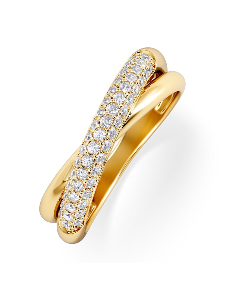 The Diamond Store White Crossover Set Lab Diamond Pave Ring 0.35ct in18K Gold Vermeil - Image 1 of 8
