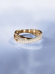The Diamond Store White Crossover Set Lab Diamond Pave Ring 0.35ct in18K Gold Vermeil - Image 6 of 8