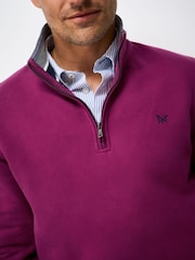 Crew Clothing Purple Classic Half-Zip Sweatshirt - Image 4 of 5