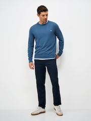 Crew Clothing Blue Cotton Crew Neck Jumper - Image 3 of 5