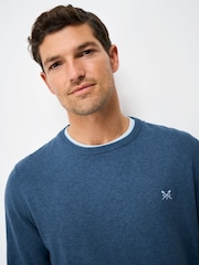 Crew Clothing Blue Cotton Crew Neck Jumper - Image 4 of 5