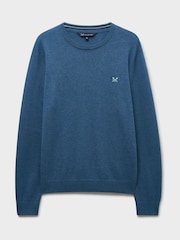 Crew Clothing Blue Cotton Crew Neck Jumper - Image 5 of 5